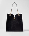 Ann Taylor Croco Large Tote Bag In Black