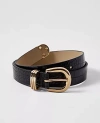 Ann Taylor Croco Patent Leather Belt In Black
