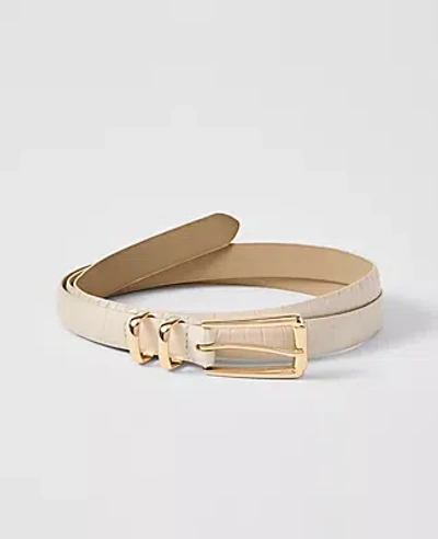 Ann Taylor Croco Rectangle Buckle Belt In Neutral