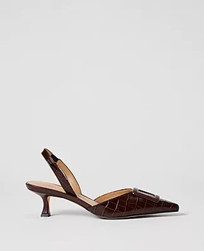 Ann Taylor Croco Slingback Pump In Brown