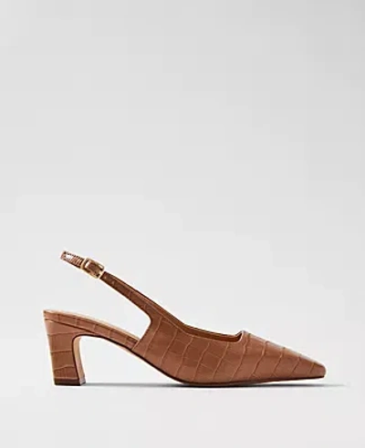 Ann Taylor Croco Slingback Pumps In Brown