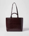 Ann Taylor Croco Tote Bag In Brown