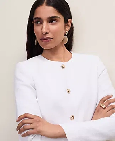 Ann Taylor Cropped Crew Neck Jacket In White