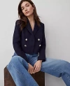 Ann Taylor Cropped Double-breasted Blazer In Night Sky