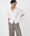 Ann Taylor Cropped Linen Shirt In White