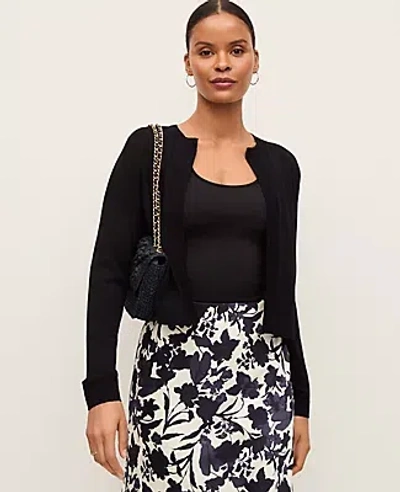 Ann Taylor Cropped Open Cardigan In Black