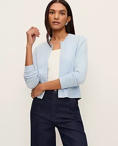 Ann Taylor Cropped Open Cardigan In Blue