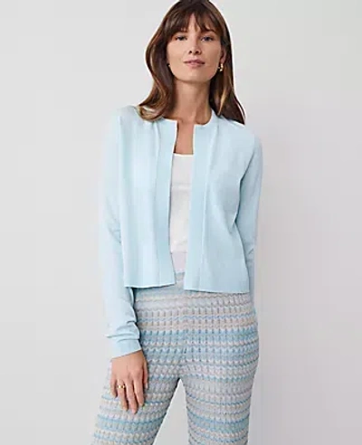 Ann Taylor Cropped Open Cardigan In Blue Glow