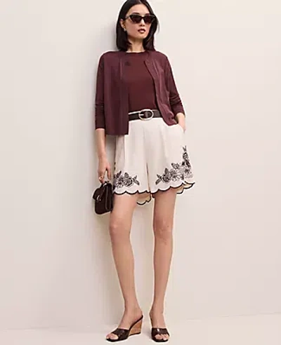 Ann Taylor Cropped Open Cardigan In Brown