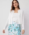 Ann Taylor Cropped Open Cardigan In White