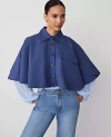 Ann Taylor Cropped Trench Poncho In Soft Indigo