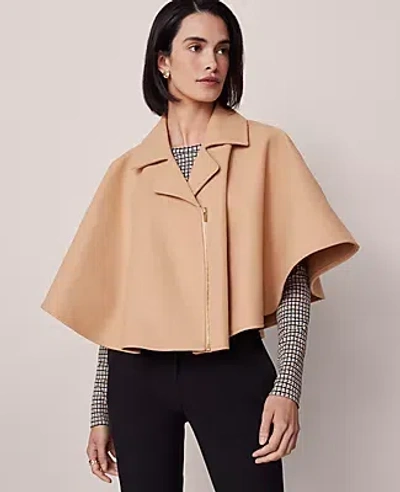Ann Taylor Cropped Zip Poncho In Brown