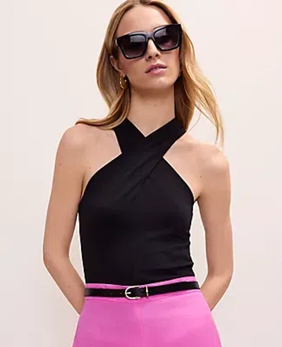 Ann Taylor Crossover Halter Top In Black