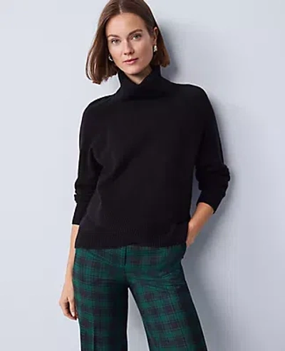 Ann Taylor Crossover Turtleneck Sweater In Black
