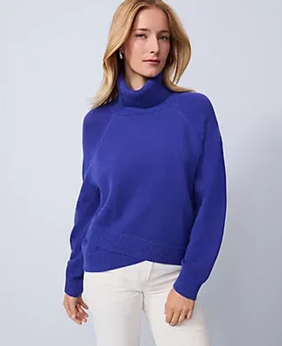 Ann Taylor Crossover Turtleneck Sweater In Blue