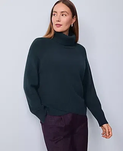 Ann Taylor Crossover Turtleneck Sweater In Green