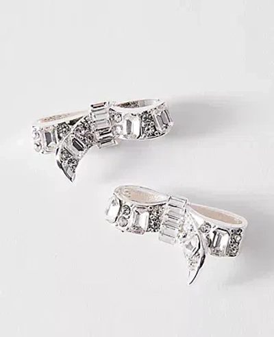 Ann Taylor Crystal Bow Stud Earrings In Silver