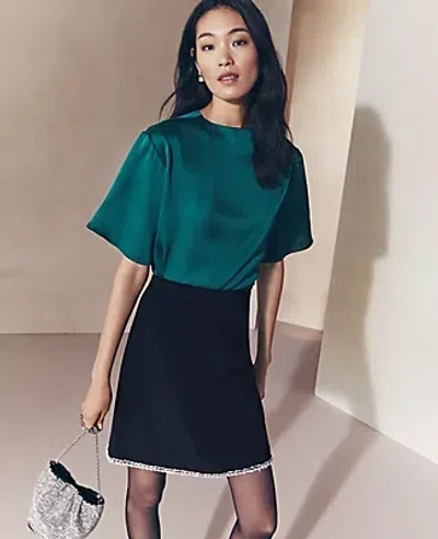 Ann Taylor Crystal-embellished Hem A-line Skirt In Black