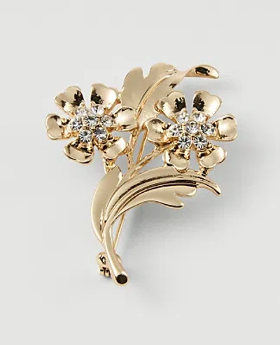 Ann Taylor Crystal Flower Brooch In Goldtone