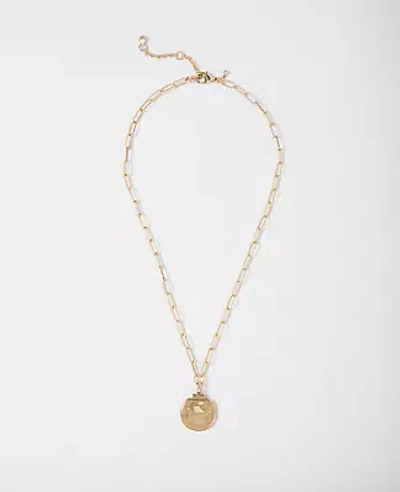 Ann Taylor Crystal Pendant Chain Link Necklace In Gold