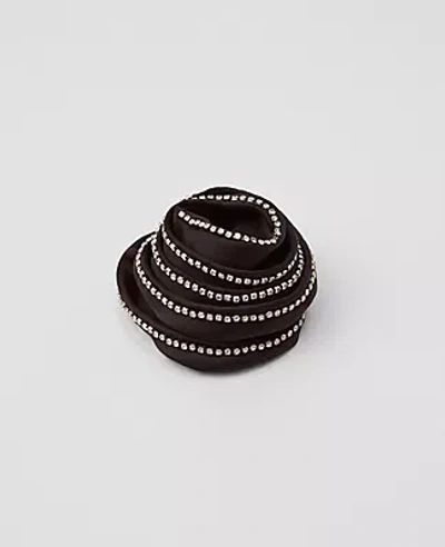 Ann Taylor Crystal Rosette Brooch In Black