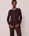 Ann Taylor Curved Hem Longline Cardigan In Brown