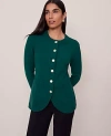 Ann Taylor Curved Hem Longline Cardigan In Green