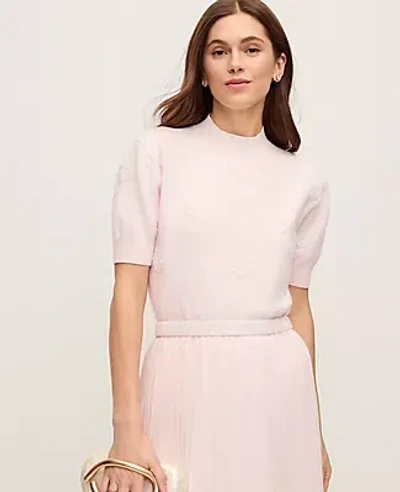 Ann Taylor Daisy Appliqué Sweater Tee In White