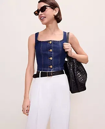 Ann Taylor Denim Button Tank Top
