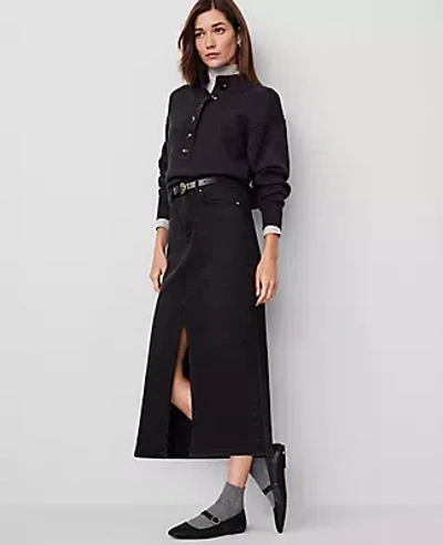 Ann Taylor Denim Maxi Skirt In Washed Black