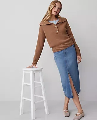 Ann Taylor Denim Midi Skirt In Light Wash