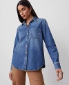 Ann Taylor Denim Pocket Shirt In Classic Mid Wash