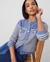 Ann Taylor Denim Striped Sweater Jacket In Blue Multi