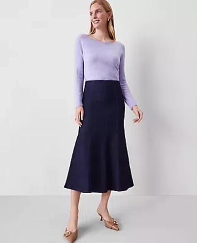 Ann Taylor Petite Denim Trumpet Midi Skirt In Classic Rinse Wash