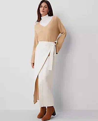 Ann Taylor Petite Denim Wrap Maxi Skirt In Ivory