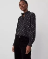 Ann Taylor Diamond Shadow Scallop Ruffle Trim Top In Black B