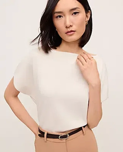 Ann Taylor Dolman Boatneck Sweater Top In White
