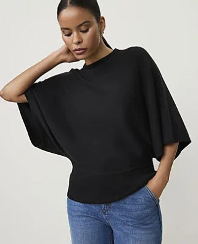 Ann Taylor Dolman Crew Neck Sweater Top In Black
