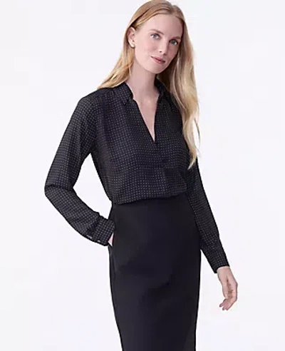 Ann Taylor Dotted Camp Shirt In Black