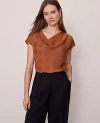 Ann Taylor Dotted Cowl Neck Top In Brown
