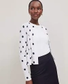 Ann Taylor Dotted Cropped Open Cardigan In White