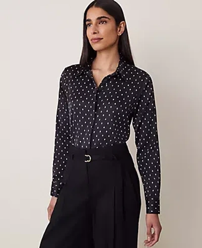 Ann Taylor Dotted Essential Shirt In Black