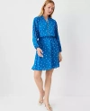 Ann Taylor Petite Dotted Flare Dress In Santorini