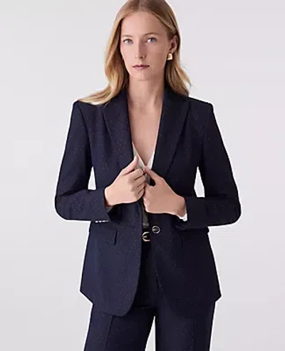 Ann Taylor Dotted Fluid Crepe Long Blazer In Blue