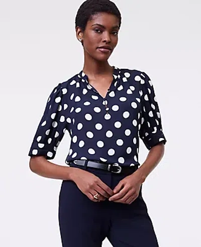 Ann Taylor Dotted Lace Trim Mixed Media Top In Multi