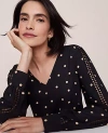 Ann Taylor Dotted Lace Trim Top In Brown