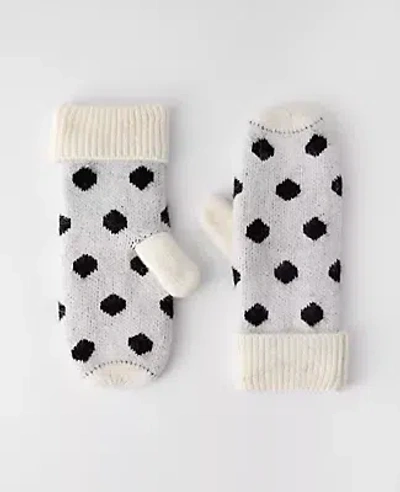 Ann Taylor Dotted Mittens In White