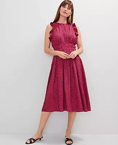 Ann Taylor Dotted Ruffle Midi Dress