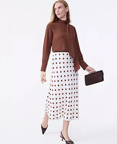 Ann Taylor Dotted Satin Bias Slip Skirt In Brown