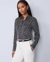 Ann Taylor Dotted Satin Essential Shirt In Black